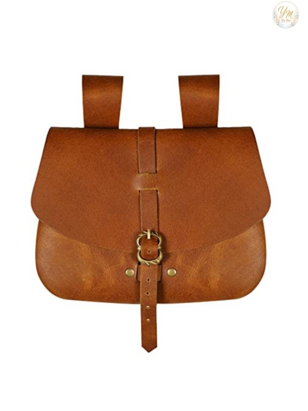 Genuine Leather Medieval Waist Bag with Brass Buckle Belt Pouch